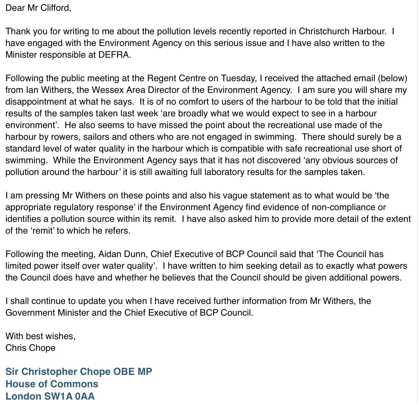 christopher chope letter